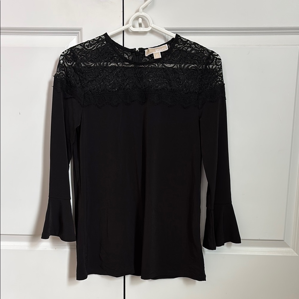 Michael Kors lacy black long sleeve top